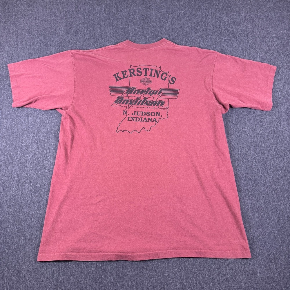 Harley Davidson A Legend Graphic Kerstings Indiana T-Shirt Mens 2XL Reddish Pink